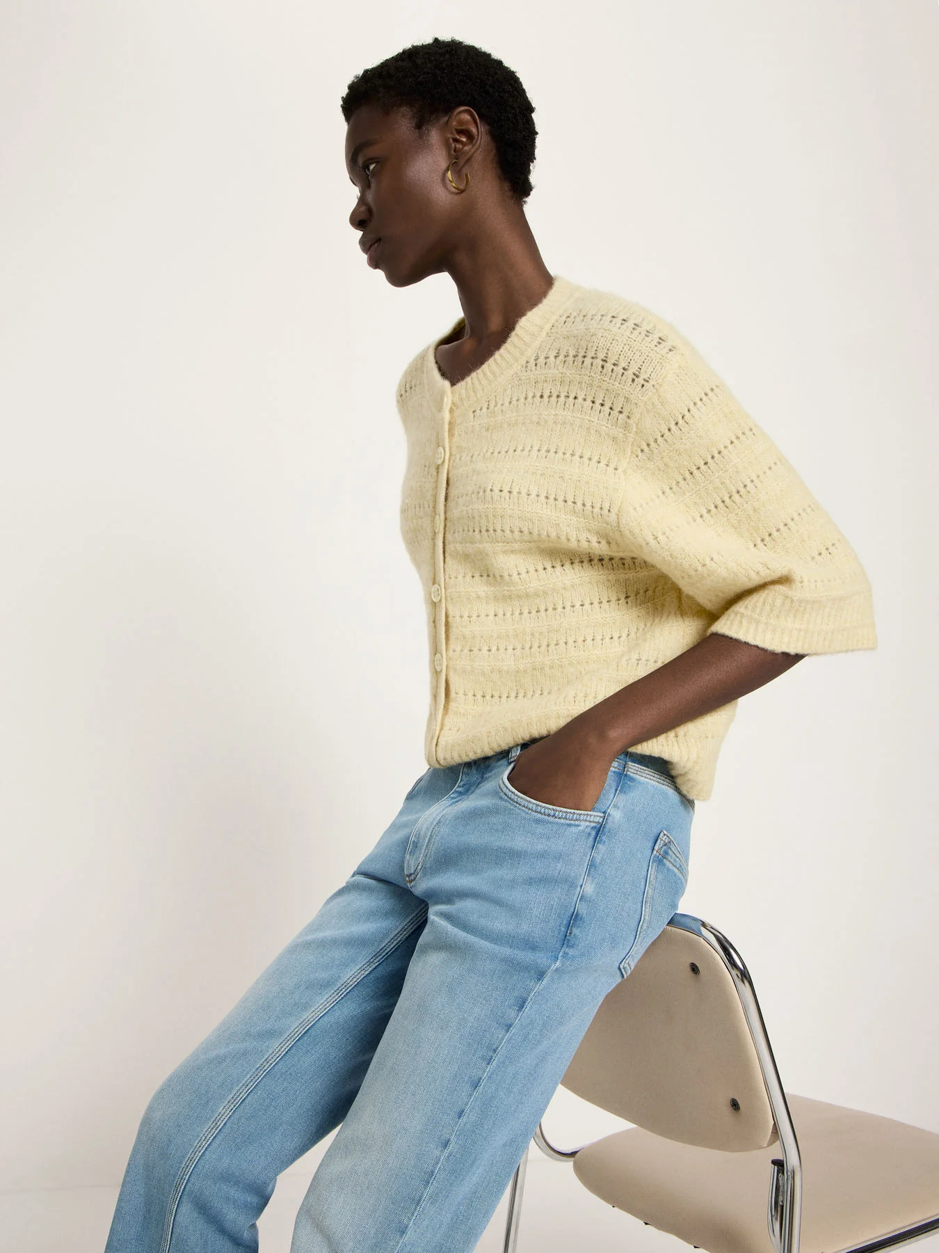 Strickjacke 3/4 Arm mit Ajour - Image 4